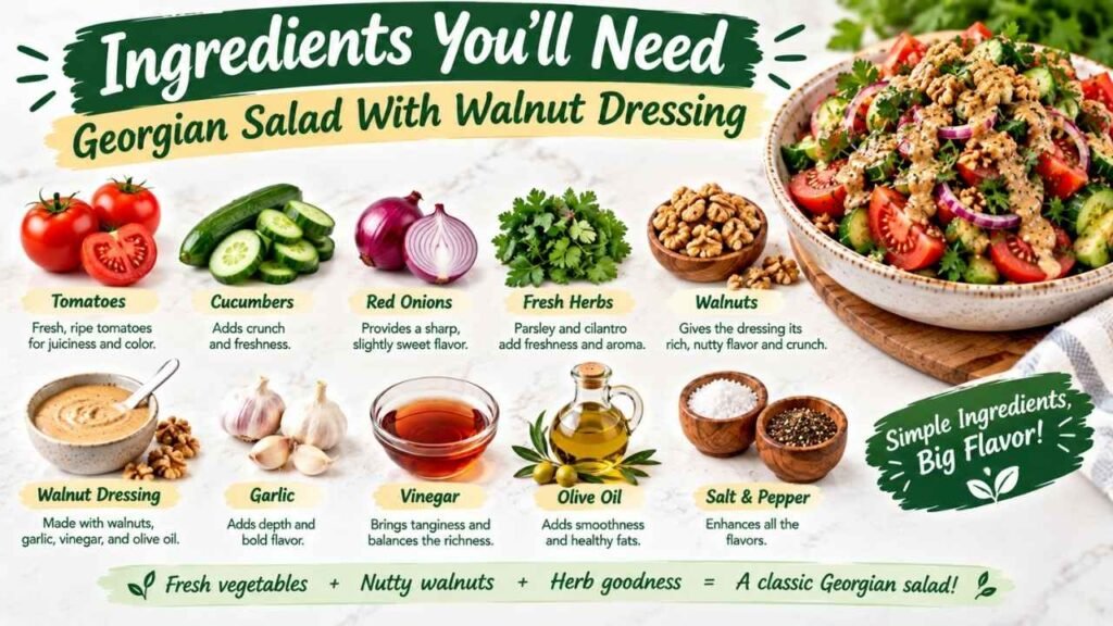 Ingredients You’ll Need for Georgian Salad With Walnut Dressing