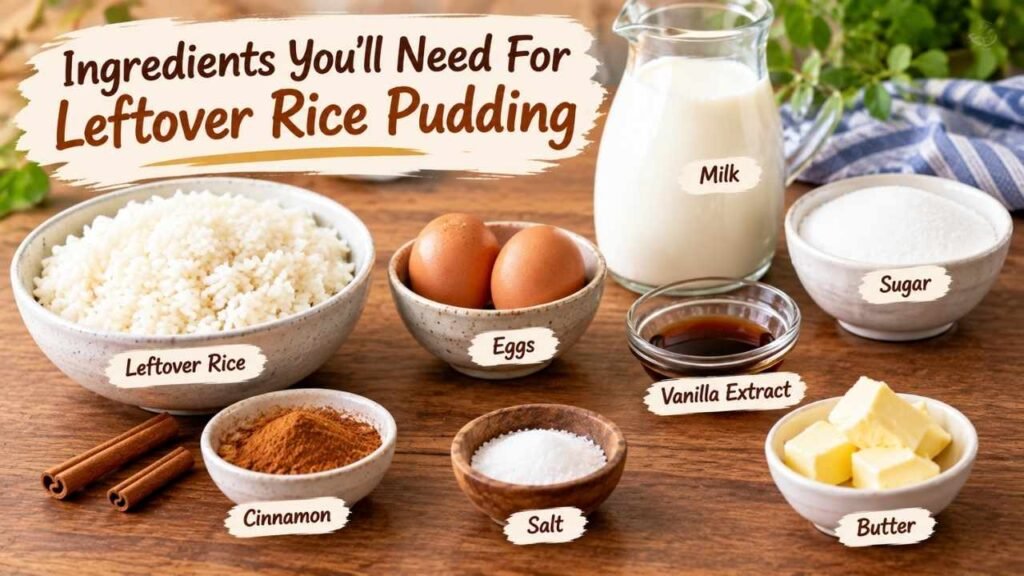 Ingredients You'll Need for Leftover Rice Pudding Recipe