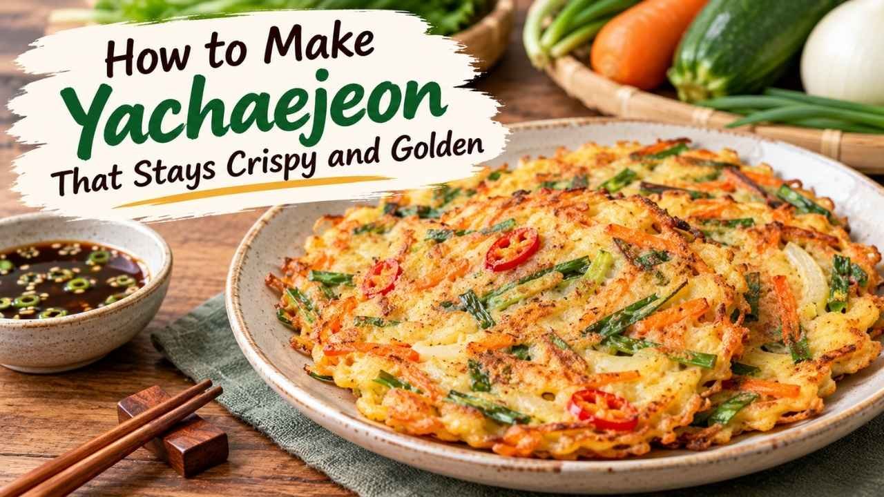 In this guide, you’ll learn how to make Yachaejeon, choose the best vegetables, prepare the batter, avoid common mistakes, and keep your pancakes wonderfully crispy.