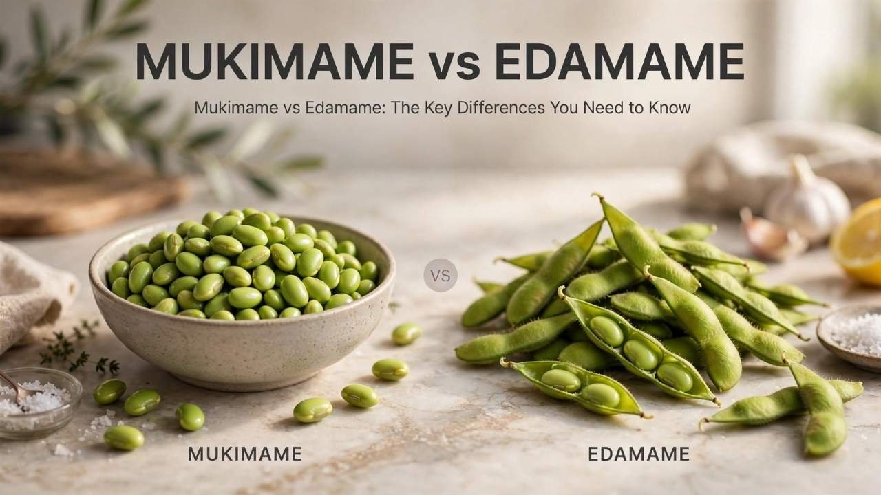 Mukimame vs. edamame can be confusing because both come from young soybeans and have a similar mild, slightly sweet, and nutty taste.