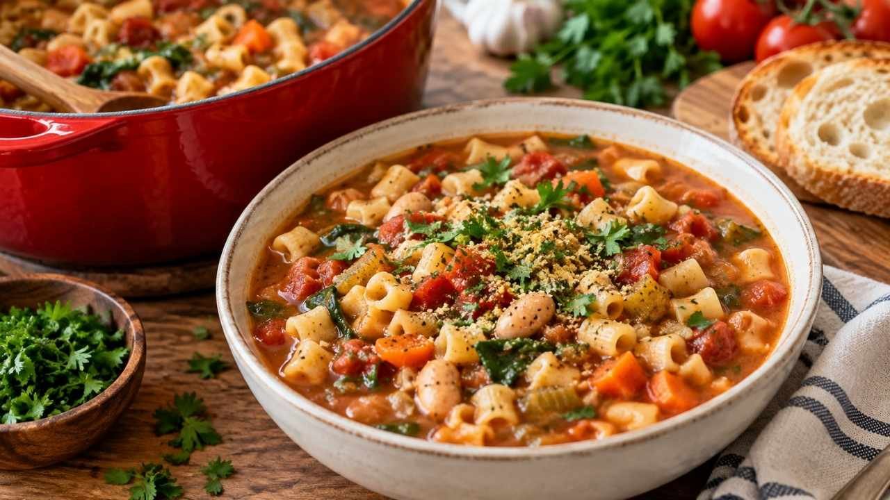One-Pot Vegan Pasta e Fagioli is a cozy Italian-inspired meal made with beans, short pasta, vegetables, tomatoes, and herbs in one pot.