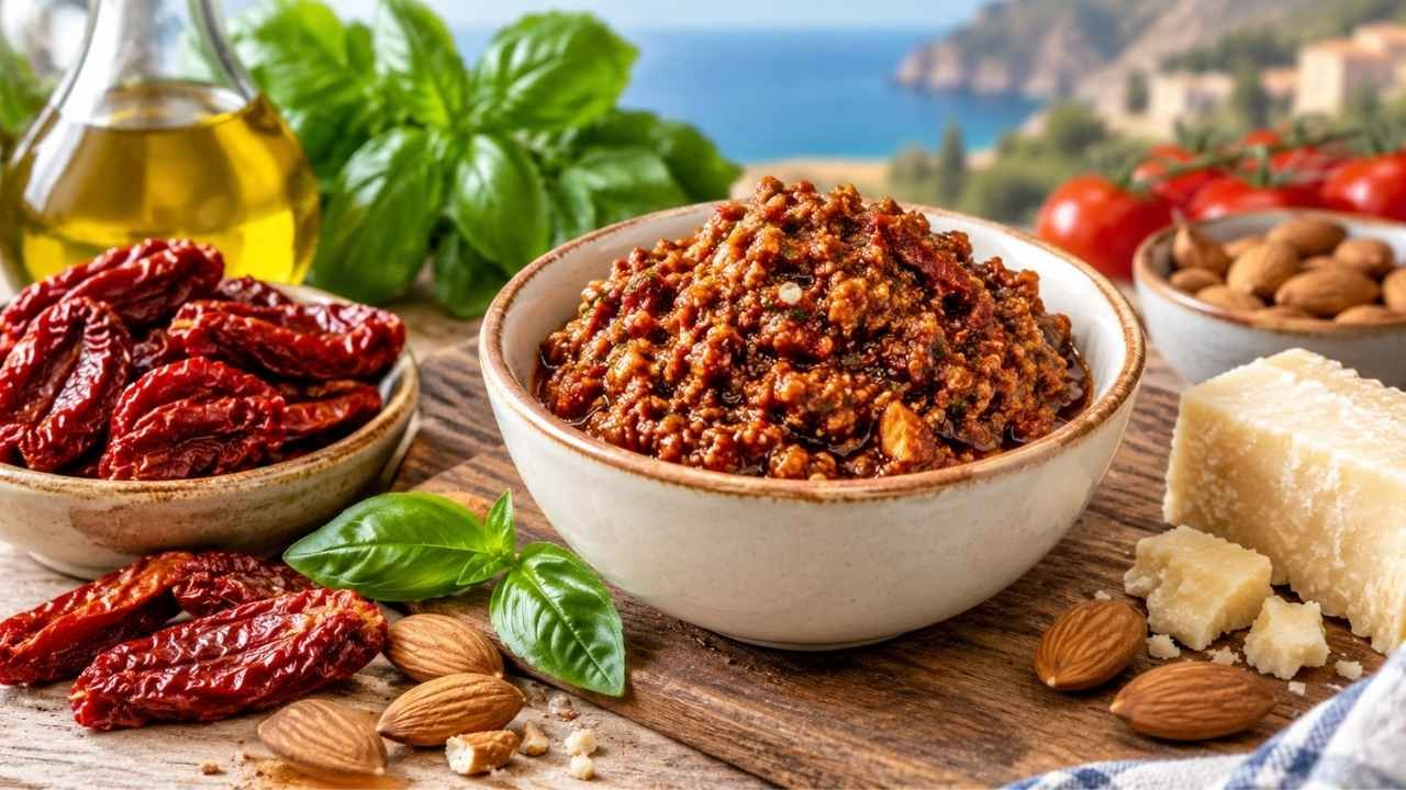 Capuliato is a traditional Sicilian condiment made mainly from finely minced or ground sun-dried tomatoes, olive oil, garlic, basil, and chili.